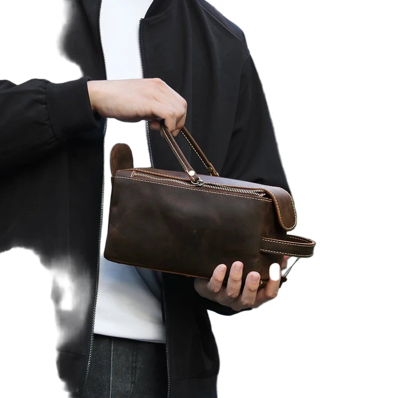Trousse de toilette en cuir pour homme – Organisateur de voyage durable